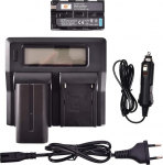 DSTE&reg; 2 Pack asendusaku NP-F550 + LCD Dual Charger, mis &uuml;hildub Sony NP-F570, NP-F330, CCD-SC9, CCD-TR11, CCD-SC55, TR910, TR917, Handycams, Neewer, Nanguang CN-160, CN-216, CN-126 kaameraga.