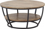 Kohvilaud - Pruun - Must - Massiivne mangopuit - Metallraam - L&auml;bim&otilde;&otilde;t 87 cm