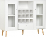 HOMCOM k&ouml;&ouml;gikapp Sideboard k&ouml;&ouml;gim&ouml;&ouml;bel klaasuste sahtliga ja 12 pudeliga veiniriiuliga s&ouml;&ouml;gitoa k&ouml;&ouml;gi laastplaadist k&otilde;vapuit valge 100 x 33 x 80 cm