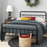 Zinus Florence voodi 90 x 200 cm - k&otilde;rgus 30 cm, voodi all olev hoiuruum - metallist platvormvoodiraam koos peaosa ja jalatoega - must