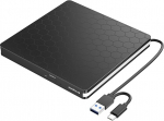 Amicool v&auml;line CD-DVD p&otilde;letaja ja lugeja USB 3.0, Type-C Portable, Plug&Play, madala m&uuml;ratasemega, Slim Superdrive s&uuml;learvutitele, lauaarvutitele, Macbookidele, IOS, Windows 10/8/7/XP ja Linuxile, must