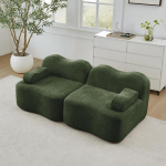 Muskel 2-Sitzer Modulares Sofa, Modernes Loveseat Couch Wellenform, Tiefe Sitzkissen, Samt f&uuml;r Wohnzimmer & Apartment, Ohne Montage, Gr&uuml;n