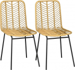 HOMCOM 2 s&ouml;&ouml;gitooli komplekt, k&ouml;&ouml;gitoolid, elutoatoolid seljatoega, s&ouml;&ouml;gitooli rottide v&auml;limusega, s&ouml;&ouml;gituppa, elutuppa, teras, kollane, 44 x 58 x 85