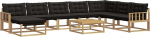 Outdoor-Sofa-Set 9-TLG. aus Akazienholz, Modulare Sitzgarnitur f&uuml;r Terrasse und Garten, Gro&szlig;e Gartenlounge mit bequemen Kissen und Textilene-R&uuml;ckenlehne, Kapazit&auml;t f&uuml;r 8 Personen