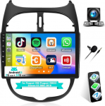 SIXTOP 2G + 64G Android 13 autoraadio Peugeot 206/Peugeot 206CC/Citroen C2 2002-2010 koos Carplay Androidiga 9-tolline puutetundlik raadio GPS WiFi Bluetooth FM/RDS EQ Mirror Link + tagurduskaamera ja mikrofoniga