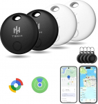 HH-Tech Smart-Tracker-Tag (4er-Pack) Dual-System f&uuml;r Apple- und Android-Ger&auml;te, austauschbarer Akku, verfolgen Sie einfach Ihre Brieftasche, Tasche, Koffer und mehr mit Apple Find My App und Google