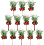 TUPARKA Pack of 12 kunstlik m&auml;nni koonus Picks Decor Holly Berry Stems Picks j&otilde;ulukujunduseks lilledekoratsioonid p&auml;rgade kaunistamiseks ja p&uuml;hade k&auml;sit&ouml;&ouml; ja lilleprojektide kaunistamiseks Dekoratsioonid