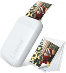 Liene Pearl K100 2 x 3-tolline mini fotoprinter nutitelefon, mini kaasaskantav kiirpildiprinter 5 tsinkliimipaberiga, Bluetooth 5.0, &uuml;hildub iOS ja Androidiga, v&auml;ike mobiiltelefoni fotoprinter iPhone'ile - valge