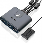 IOGEAR HDMI KVM l&uuml;liti 2 PC 1 monitor 1080@60Hz Full HD hiirele, klaviatuurile, printerile koos USB/HDMI kaabli ja puldiga, Plug n Play, &uuml;hildub Win11/10, Maciga