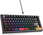 SOLIDEE juhtmega mehaaniline m&auml;nguklaviatuur 75%, kuumvahetatav mehaaniline klaviatuuri tihend, RGB taustavalgus, QWERTY 82 klahvi m&auml;nguklaviatuur, NKRO klaviatuur p&ouml;&ouml;rleva nupuga (82 sinine Samurai)