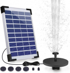 Aisitin 5.5 W solar fountain, built-in 1500 mah battery, upgraded solar pond pump, water pump, solar floating fountain pump, with 6 fountain styles, for garden, bird bath, pond and fish container
