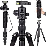 Lens-Aid Professional Carbon statiiv koos kuulipeaga: kerge ja kompaktne kaamera reisistatiiv, statiiv fotostatiiv, monostatiiv, makro statiiv s&uuml;sinikkiust