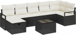 Rantry 8-teiliges Garten-Sofa-Set mit Kissen Schwarz Poly-Rattan Gartenlounge Model3360538