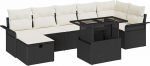 Rantry 8-teiliges Garten Sofa Set mit Kissen Schwarz Poly-Rattan Gartenlounge Model3359684