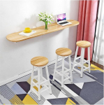 H&auml;ngender schmaler Langer Tisch f&uuml;r zu Hause, f&uuml;r kleine R&auml;ume, kompakte L&ouml;sung, mit Eisenhalterung (Holzfarbe, 120 x 30 cm)