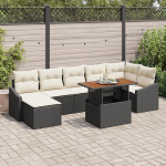 8-teiliges Garten Diivan Set mit Kissen Schwarz Poly Rattan Gartenlounge Model3358602