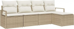 Rantry 5-teiliges Garten Sofa Set mit Kissen Beige Poly Rattan, 2-Sitzer Garten Sofa mit Kissen Beige Poly Rattan Gartenlounge Model3346341