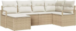 6-teiliges Garten Sofa Set mit Kissen Beige Poly Rattan, 2-Sitzer Garten Sofa mit Stauraum & Kissen Beige Poly Rattan Gartenlounge Model3355120