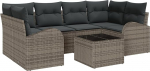 Rantry 7-teiliges Garten Sofa Set mit Kissen grau Poly Rattan Gartenlounge Model3345939