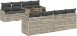 Rantry 10-teiliges Garten Sofa Set mit Kissen Hellgrau Poly Rattan Gartenlounge Model3357165