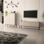 Lomadox Living Room Set 2-Piece Living Room Cabinet Living Room Furniture Living Room Cabinets Modern in Cashmere with Milled Fronts