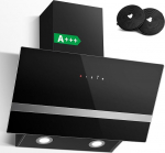 SNDOAS Cooker Hood 60 cm, Extract/Recirculation with LED, 400 m&sup3;/h Airflow, 3 Speeds, 58 dB Quiet, Angled Hood with A+++ Energy Efficiency, Wall Mounted Extractor Hood, Black