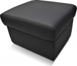 Quattro Meble Toledo Nero Stool with Storage Space 60 x 55 x H-40 Real Leather Black Real Leather Cowhide Seat Cube Footstool Puff