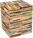 Brillibrum Design Side Table Wood Real Wood Upcycling Stool Handmade Side Table Colourful 45 x 36 x 36 cm