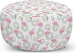 ABAKUHAUS Flamingo Stool, Donuts Hawaii Animals, Decorative Soft Footrest and Zipper Cover Ottoman Living Room and Bedroom, Beige Pink