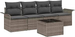 Rantry 5-teiliges Garten Sofa Set mit Kissen Grau Poly Rattan Gartenlounge Model3345229
