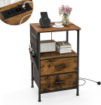 GIANTEX &ouml;&ouml;kapp koos laadimisjaamaga, &ouml;&ouml;kapp 2 USB-pordi ja 2 pistikupesaga, k&uuml;ljelaud, diivanilaud, kohvilaud 2 sahtliga ja 6 k&uuml;ljetaskuga, &ouml;&ouml;kapp 38 x 30 x 60 cm.