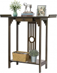 FATIVO Console Table Wooden Hallway Table with Drawer, Entrance Table Narrow Sofa Table 2 Shelves Side Table Hallway Decorative Table Chinese Style Accent Table for Hallway Living Room Entrance 53 x