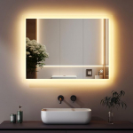 Boromal LED vannitoa peegel koos valgustusega, 40 x 60 cm, LED vannitoa peegel, 3 valgusv&auml;rvi, timmitav, 3000-6500 K jaheda valge neutraalne, soe valge, seinapeegel, LED peegel koos puutetundliku l&uuml;litiga.