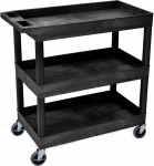Luxor 32" x 18" Tub Storage Cart 3 Shelves - Black