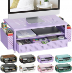 Gianotter monitoride statiiv koos sahtli ja pliiatsihoidjaga, laudade korraldaja ja tarvikud, 2-astmeline monitoride t&otilde;stuk, ideaalne kontoritarvete, laua tarvikute jaoks (lilla)