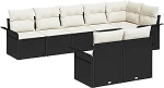 8-teiliges Garten Sofa Set mit Kissen Schwarz Poly Rattan Gartenlounge Model3345407