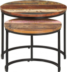 Kohvilaud, 2 tk, elutoa laud, &uuml;mmargune kohvilaud, pesulaud, diivanilaud, teelaud, magamistoa &ouml;&ouml;kapp, hoiulaud, vanast puidust, massiivne pruun, 50 x 40 cm.