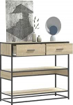 Konsolentisch aus Holz und Metall, mit Schubladen und Regalen, ger&auml;umiger Stauraum f&uuml;r Wohnzimmer, Schlafzimmer oder Flur, feuchtigkeitsbest&auml;ndige Struktur und Dekoration