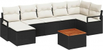 8-teiliges Garten Sofa Set mit Kissen - Schwarz Poly Rattan Akazie, 2-Sitzer Garten Sofa mit Stauraum & Kissen - Schwarz Poly Rattan Gartenlounge Model3356402