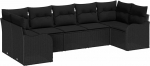 7-teiliges Garten Sofa Set mit Kissen Schwarz Poly Rattan, 2-Sitzer Garten Sofa mit Stauraum & Kissen Schwarz Poly Rattan Gartenlounge Model3354522