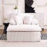 Laisk diivan - 46 cm k&otilde;rge lamamistooliga diivan ilma kokkupanekuta, kaasaegne n&ouml;&ouml;rdiivan pehme pehmete k&auml;etugedega, siseruumides kasutatav lamamistool elutuppa, lugemisnurka ja kontorisse, Cloud Design (valge-kordroo)