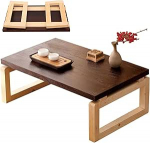 Kokkupandav kohvilaud - kompaktne madal puidust laud v&auml;ikestesse ruumidesse, massiivpuidust konstruktsioon, ideaalne kodudesse ideaalne istumiseks