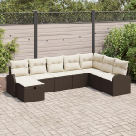 Rantry 8-teiliges Garten Sofa Set mit Kissen Braun Poly Rattan Gartenlounge Model3360459