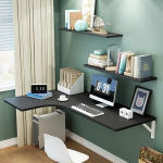 Gardeneea An der Wand montierter Eck-Klapp-Computertisch, klappbarer schwebender Schreibtisch f&uuml;r kleine R&auml;ume (Schwarz Links)