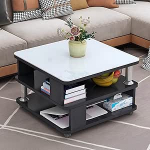 GHBXJX Modernne kohvilaud valge k&otilde;rgl&auml;ikega, hoiuruumi ja ratastega, kompaktne diivanilaud elutuppa, magamistuppa ja r&otilde;dule, paindlik k&uuml;ljelaud diivanile ja voodile, 50 x 50 x 55 cm, valge 2