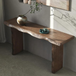 BeiJingYZ Konsolentisch Schmal aus Massivholz f&uuml;r Eingangsbereich, Beistelltisch Schmal im Wabi-Sabi-Stil, Flurtisch f&uuml;r Wohnzimmer, Flur mit Nat&uuml;rlich Unregelm&auml;&szlig;igen Kanten(160x40x75 cm/63x16x30 in)