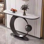 Konsolentisch Schmal,Eingangsbereich Deko Tisch,Oberfl&auml;che Aus Marmoriertes Muster,f&uuml;r Eingang,Flur,Vorzimmer,Wohnzimmer(Nero,120cm/47.2")