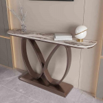 Generisch Eleganter, moderner Konsolentisch mit Schmetterlings-Metallfu&szlig;, schmaler Flurtisch, Elegante Steinplatte, ideales Eingangsm&ouml;bel f&uuml;r Wohnzimmer, braune Ausf&uuml;hrung (80 cm/31,5 Zoll)