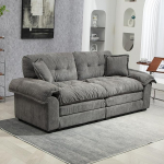 Moderne 2-Sitzer Diivan, mit Doppelschicht Kissen (Memory-Schaum + Taschenfedern), Lounge-Sofa, ChenilleSofa, f&uuml;r Wohnzimmer, Apartments und B&uuml;ros (Grau)