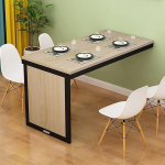 An der Wand montierter, klappbarer Esstisch f&uuml;r kleine R&auml;ume, umwandelbarer MDF-Wandtisch f&uuml;r B&uuml;ro, Schlafzimmer, K&uuml;che, Wei&szlig; + Schwarz (80 x 60 cm)